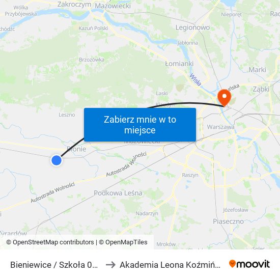 Bieniewice / Szkoła to Akademia Leona Koźmińskiego map