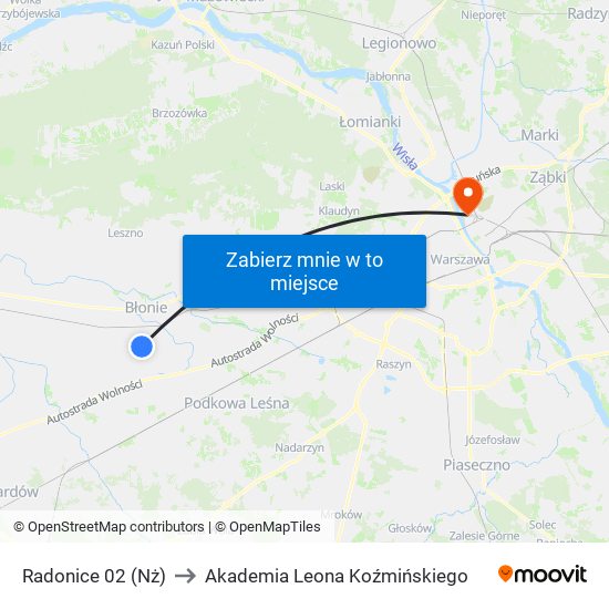 Radonice 02 (Nż) to Akademia Leona Koźmińskiego map