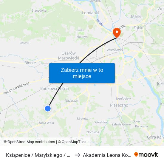 Książenice / Marylskiego / Agri-Rol 01 (Nż) to Akademia Leona Koźmińskiego map