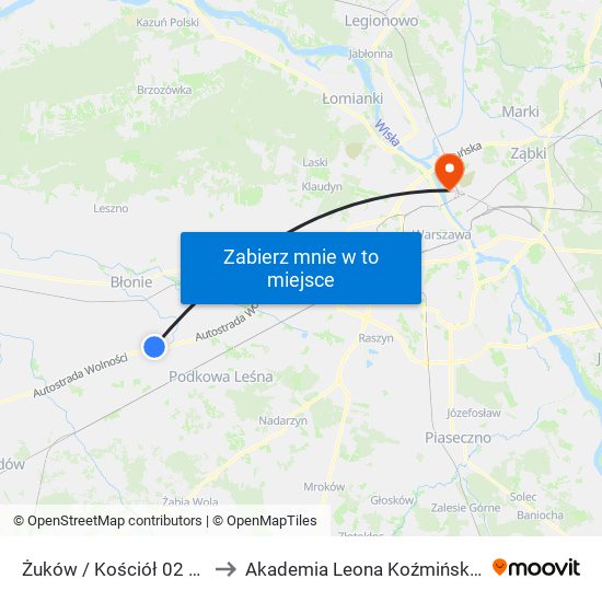 Żuków / Kościół 02 (Nż) to Akademia Leona Koźmińskiego map