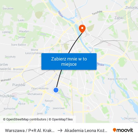 Warszawa / P+R Al. Krakowska 06 to Akademia Leona Koźmińskiego map