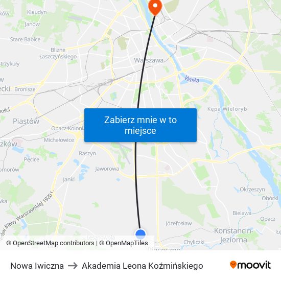 Nowa Iwiczna to Akademia Leona Koźmińskiego map