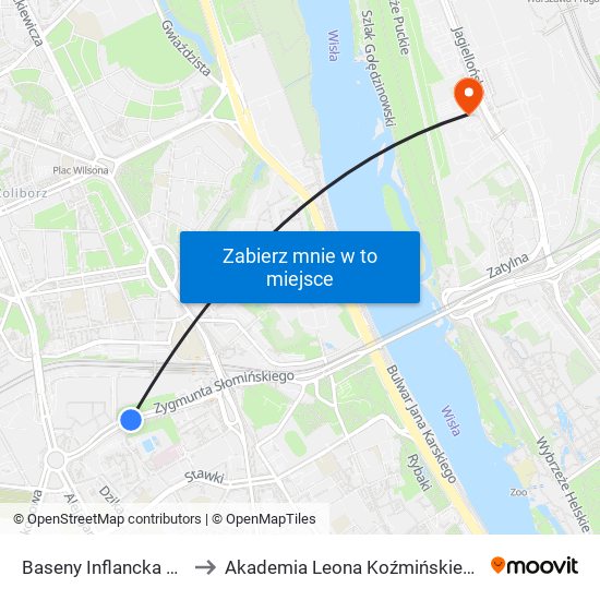 Baseny Inflancka 03 to Akademia Leona Koźmińskiego map