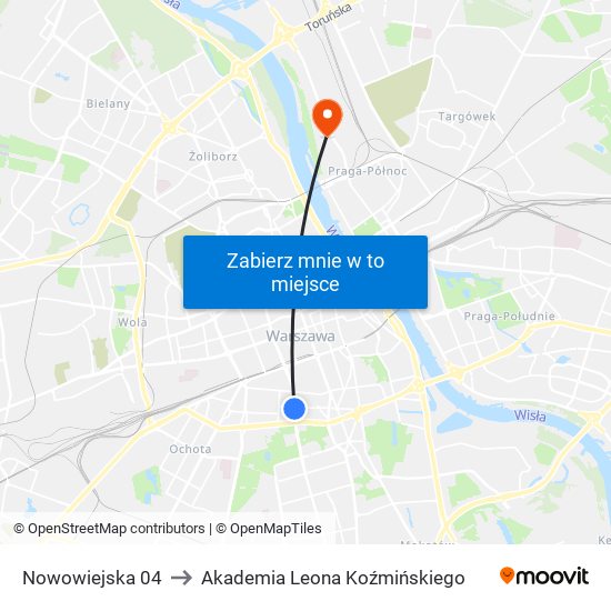 Nowowiejska to Akademia Leona Koźmińskiego map