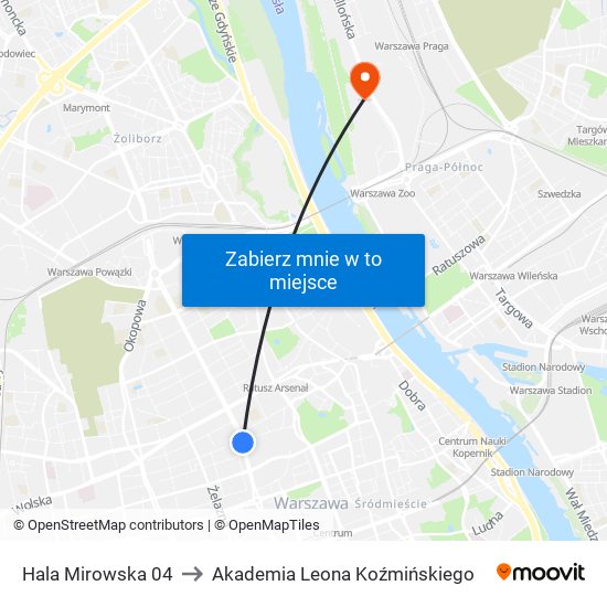 Hala Mirowska to Akademia Leona Koźmińskiego map