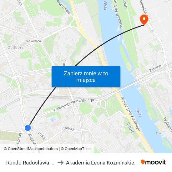 Rondo Radosława 06 to Akademia Leona Koźmińskiego map