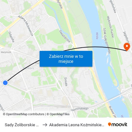 Sady Żoliborskie 03 to Akademia Leona Koźmińskiego map