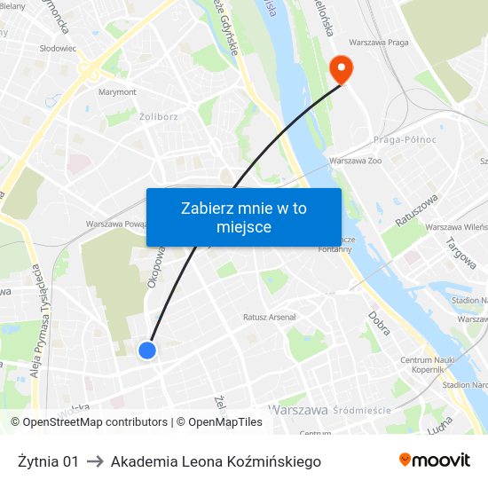 Żytnia to Akademia Leona Koźmińskiego map