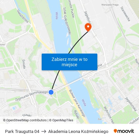 Park Traugutta 04 to Akademia Leona Koźmińskiego map