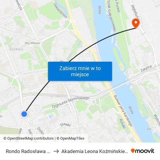 Rondo Radosława 10 to Akademia Leona Koźmińskiego map