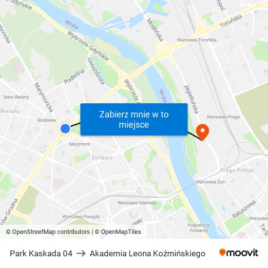 Park Kaskada 04 to Akademia Leona Koźmińskiego map