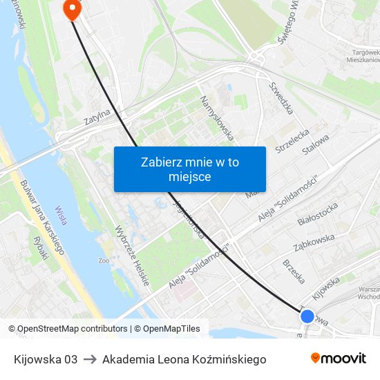 Kijowska 03 to Akademia Leona Koźmińskiego map