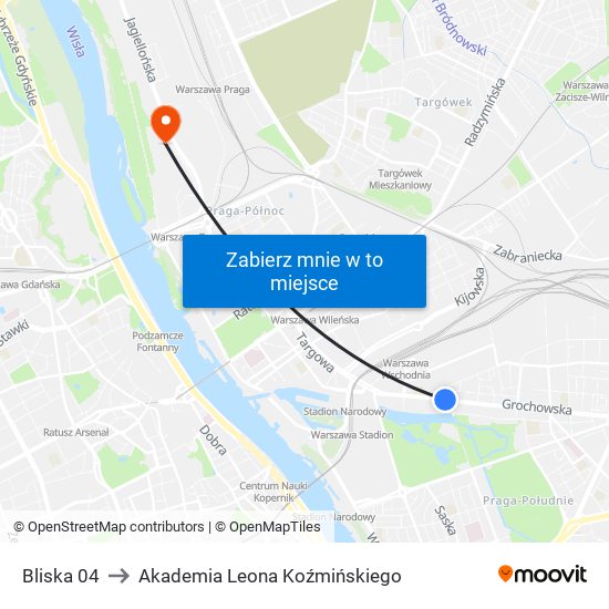 Bliska 04 to Akademia Leona Koźmińskiego map