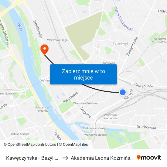 Kawęczyńska - Bazylika 01 to Akademia Leona Koźmińskiego map