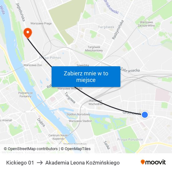 Kickiego 01 to Akademia Leona Koźmińskiego map