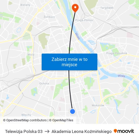 Telewizja Polska 03 to Akademia Leona Koźmińskiego map