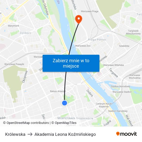 Królewska to Akademia Leona Koźmińskiego map