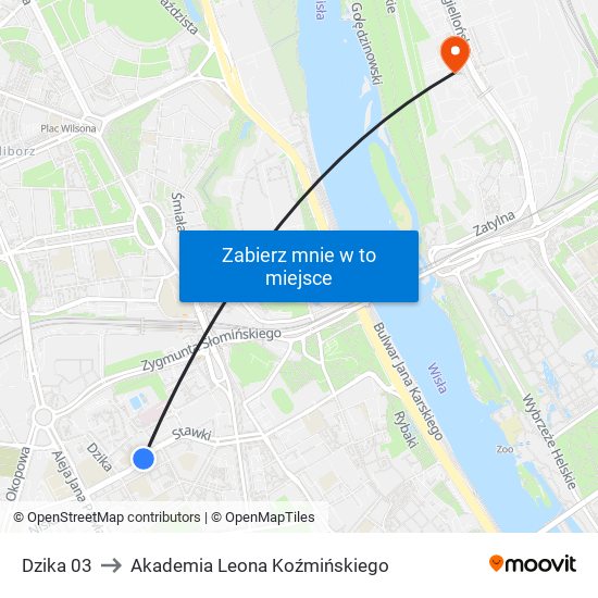 Dzika 03 to Akademia Leona Koźmińskiego map