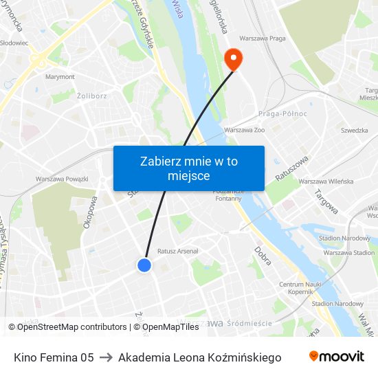 Kino Femina 05 to Akademia Leona Koźmińskiego map