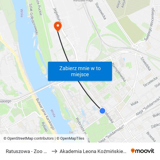 Ratuszowa - Zoo 02 to Akademia Leona Koźmińskiego map