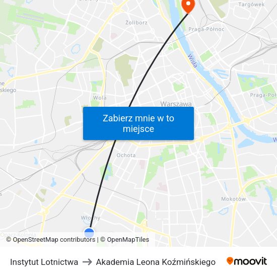 Instytut Lotnictwa to Akademia Leona Koźmińskiego map