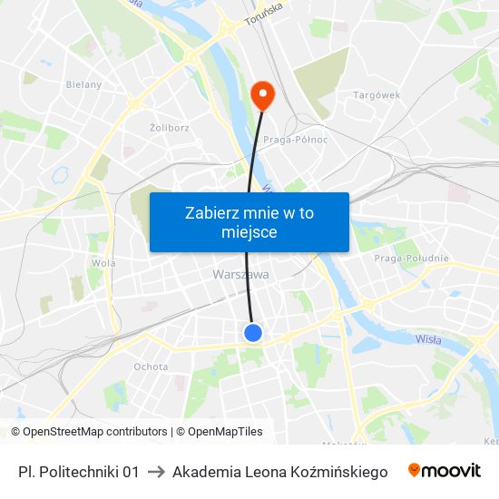 Pl. Politechniki 01 to Akademia Leona Koźmińskiego map