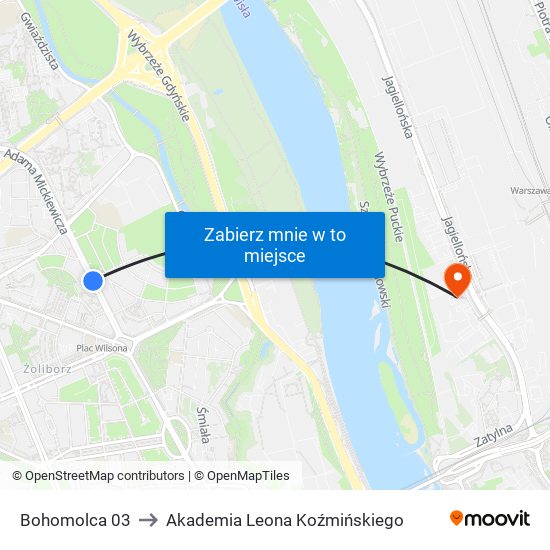 Bohomolca 03 to Akademia Leona Koźmińskiego map