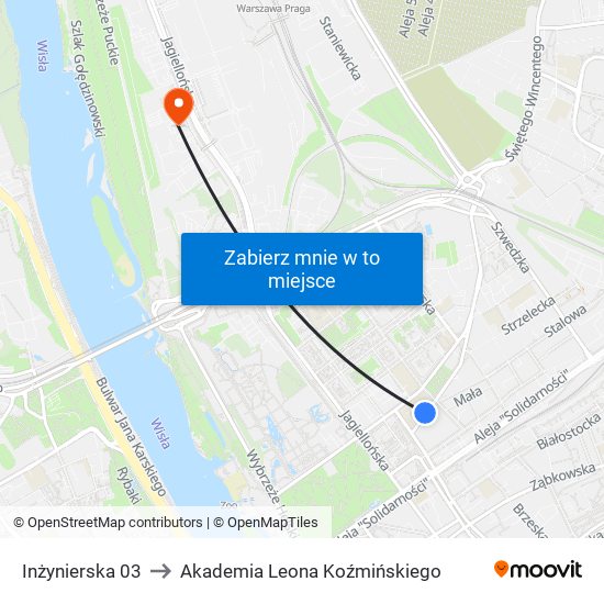 Inżynierska 03 to Akademia Leona Koźmińskiego map