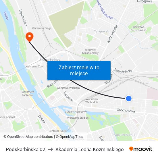 Podskarbińska 02 to Akademia Leona Koźmińskiego map