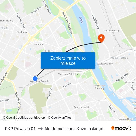 PKP Powązki 01 to Akademia Leona Koźmińskiego map