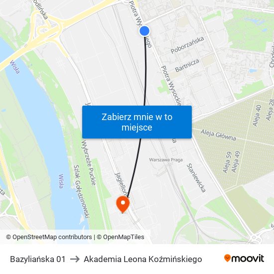 Bazyliańska 01 to Akademia Leona Koźmińskiego map