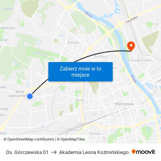 Os. Górczewska 01 to Akademia Leona Koźmińskiego map