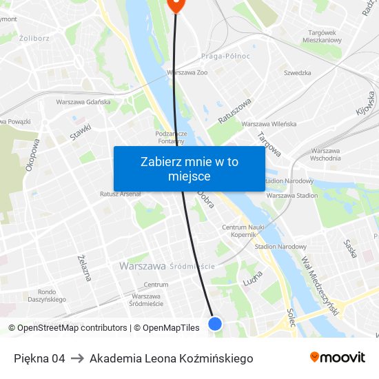 Piękna 04 to Akademia Leona Koźmińskiego map