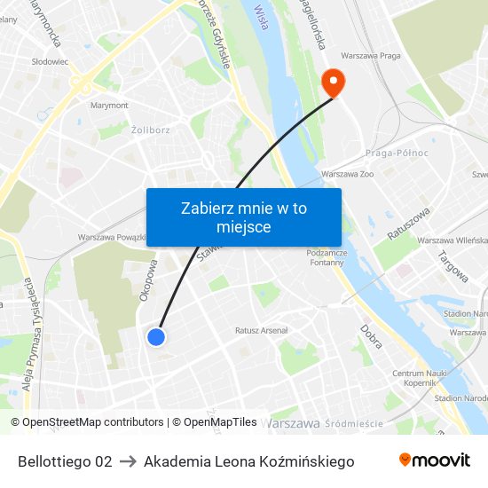 Bellottiego 02 to Akademia Leona Koźmińskiego map