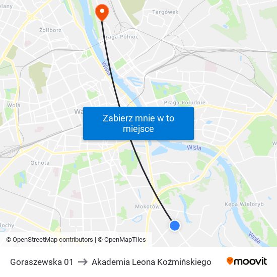 Goraszewska 01 to Akademia Leona Koźmińskiego map