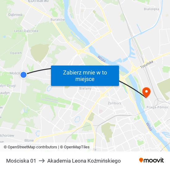 Mościska 01 to Akademia Leona Koźmińskiego map