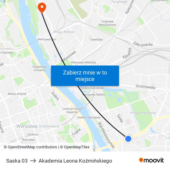 Saska to Akademia Leona Koźmińskiego map