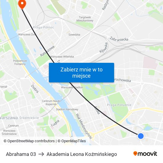 Abrahama 03 to Akademia Leona Koźmińskiego map