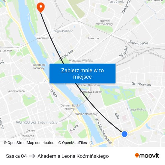 Saska 04 to Akademia Leona Koźmińskiego map