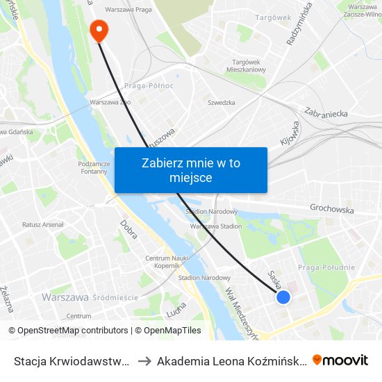 Stacja Krwiodawstwa 04 to Akademia Leona Koźmińskiego map