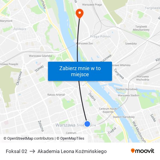 Foksal 02 to Akademia Leona Koźmińskiego map