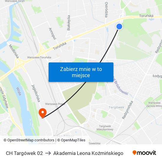 CH Targówek 02 to Akademia Leona Koźmińskiego map