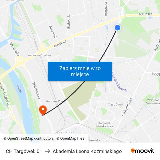 CH Targówek 01 to Akademia Leona Koźmińskiego map