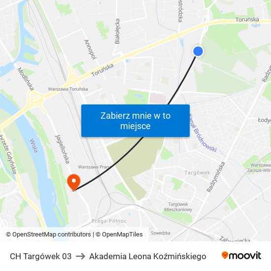 CH Targówek 03 to Akademia Leona Koźmińskiego map