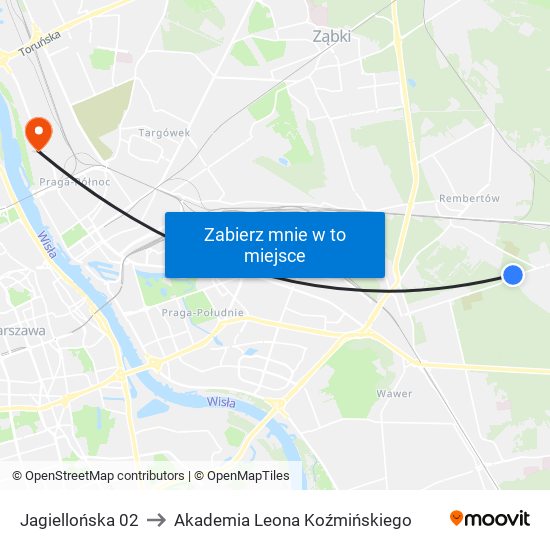 Jagiellońska 02 to Akademia Leona Koźmińskiego map