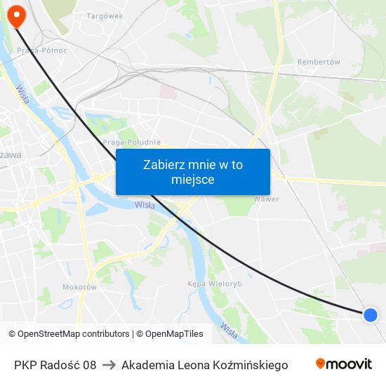 PKP Radość 08 to Akademia Leona Koźmińskiego map