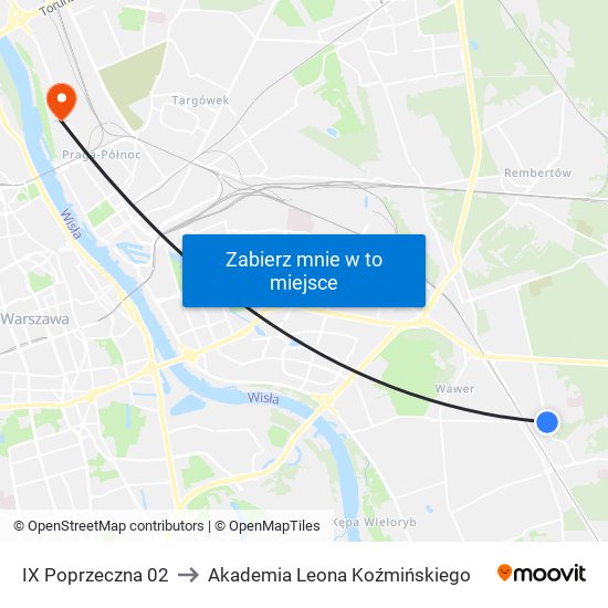 IX Poprzeczna 02 to Akademia Leona Koźmińskiego map