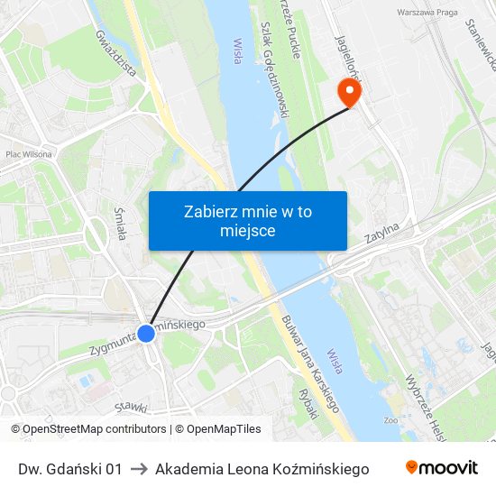 Dw. Gdański to Akademia Leona Koźmińskiego map