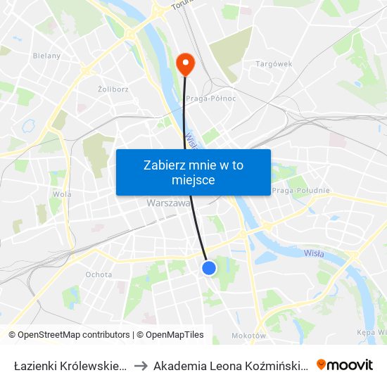 Łazienki Królewskie 01 to Akademia Leona Koźmińskiego map