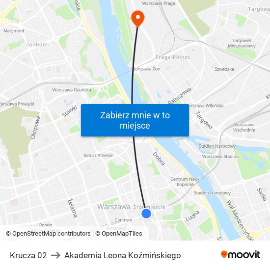 Krucza 02 to Akademia Leona Koźmińskiego map